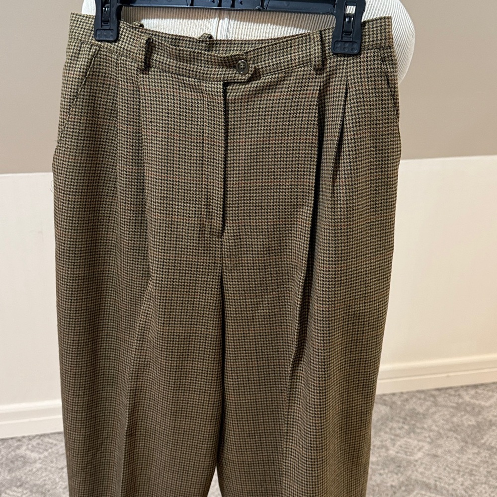 Lauren Ralph Lauren High Waisted pleated Houndstooth Pants Trousers lined wool - Picture 2 of 12
